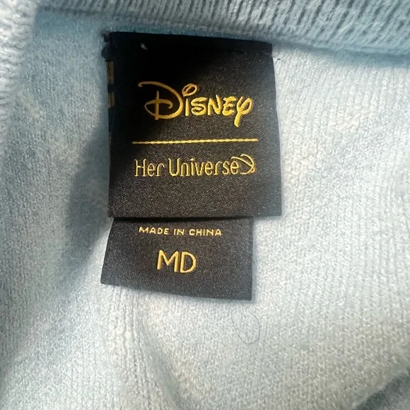 Disney Her Universe Cinderella Mice Blue White Argyle Women's Sweater size med - Picture 7 of 8